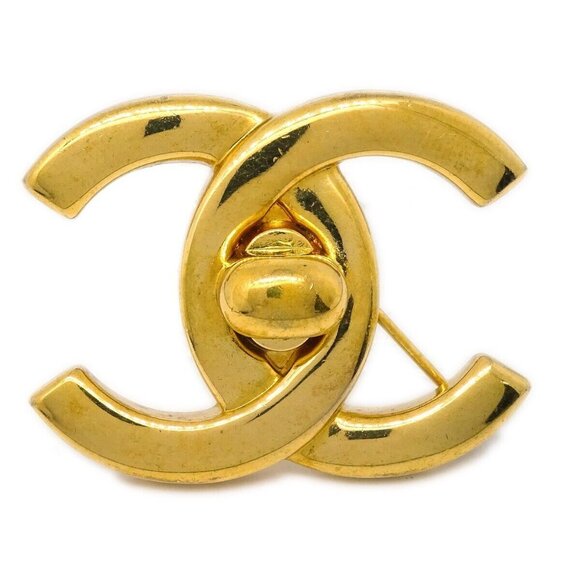 Chanel Turnlock Brooch Pin Gold Large - Picture 1 of 5